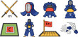 © Selina - Kendo Martial Arts Icon Set with Samurai Armor Shinai Sword Protective Gear Dojo Elements and Training Equipment for Japanese Sports and Combat Design