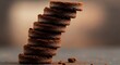 © Arkhan - Stacked chocolate sandwich cookies against neutral background for commercial use