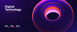 © Oleg - Digital Technology Background With Glowing Neon Torus, Vibrant Dotted Ring, And Futuristic Light Flow On Dark Gradient. Abstract Technology Forms. Vector Illustration.