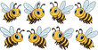 © Sarmen  - Cute flying bee characters set with different poses adorable cartoon insect vector illustration collection