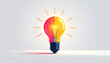 © Gelas - Glowing lightbulb with half red and half yellow design on a white backdrop
