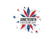 © Gerry - Juneteenth Freedom Day Celebration Graphic with Stars and Red Blue White Colors.