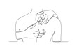 © Svitlana - Comforting Touch. Minimalistic one-line drawing hand gently resting on another person?s back representing care and emotional healing, continuous single black