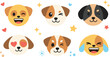 © MdAbdul - Cute dog emoji faces set with happy wink love and laughing expressions kawaii cartoon pet vector illustration collection