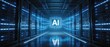 © TommyNa - AI processor chip in modern data center server corridor with glowing digital data connections, idea for artificial intelligence computing, cloud technology and big data infrastructure