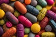 © Lady O - A pile of colorful pills and tablets, overhead view.