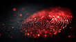 © Zanna - Digital fingerprint scan glowing red biometric identification closeup abstract cybersecurity concept for data protection, identity and technology design