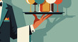 © Сергей козачко - Elegant art deco waiter carrying tray with drinks in minimalist style