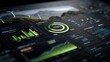 © aleks - Data dashboard shows renewable energy statistics in real time with various graphs and charts displayed on a dark background