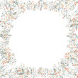 © lolya1988 - Delicate wild flowers and slender leaves forming a natural, organic frame on a white background, representing themes of spring, growth, natural beauty, and botanical design