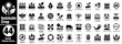 © Hafiz - Sustainable crop solid icons set. Featuring agriculture farming techniques, organic growth, environmental protection, nature conservation, and plant science vector illustration.