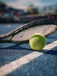 © vefimov - A tennis racket with ball, ready for play.