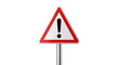 © Vector Lab - Warning sign with exclamation mark on a pole isolated on white background