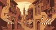 © Fiiqu - Middle Eastern old town street with mosque and shops