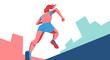 © Rengga - Athletic Female Runner Ascending Stylized Urban Steps
