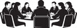 © makles - Business meeting, corporate team, black and white illustration, office conference