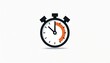 © Pete - Simple stopwatch illustration shows time passing. Countdown timer with minute marks and orange segment. Object isolated on white background. Measure speed or duration.