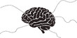© Ahmed - A black and white vector illustration of a human brain with dotted lines radiating from it on a transparent background