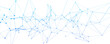 © JustPrint - Abstract blue network pattern with connected dots and lines representing technology, data, global communication, and innovative science concepts.