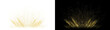 © rehena - PNG image of A vibrant burst of golden glittering dust particles, forming a radiant, shimmering fan-like effect on transparent background.