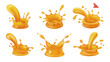 © MDSOPON - A collection of realistic orange juice splashes and liquid crowns in various dynamic formations Vector