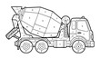 © MstBabli - Concrete mixer color by number puzzle kids construction vehicle coloring page vector