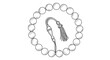 © saty - A minimalist line art illustration of a mala bead necklace with tassel