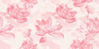 © RazuAhmed - Abstract floral pattern with pink flowers and summer leaf ornaments creates a seamless vintage nature texture for a pastel wedding card illustration or spring blossom wallpaper