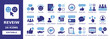 © Sultan - reveiw solid vector glyph icon set with five stars, customer satisfaction, mood rating, survey form, client testimonial, recommended badge, sentiment analysis and feedback checklist