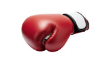 Single high-quality red boxing glove, essential equipment for martial arts and fitness.