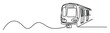 © Maestro - Continuous line drawing of a modern subway train or metro approaching on a dynamic track, suitable for transportation industry visuals, urban mobility presentations, or public transit