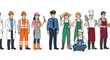 © Malik - A Diverse Group of Professionals in Various Uniforms and Attire Representing Different Occupations and Roles