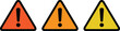 © Rehena - A set of three triangular warning icons featuring exclamation marks in different shades of orange Vector