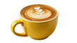 © Rowan - Delicious hot latte with beautiful heart-shaped latte art in a vibrant yellow ceramic mug