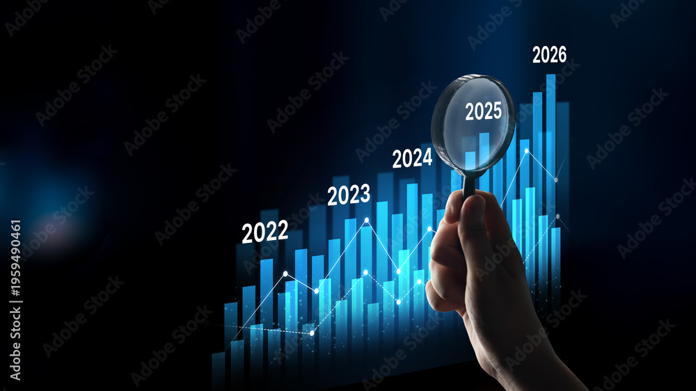 Business bar chart and line graph showing yearly business growth from ...