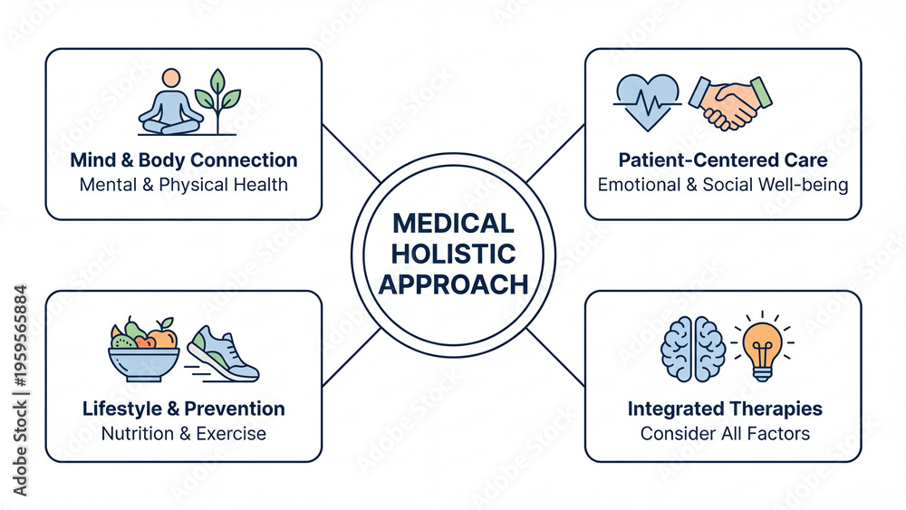 Medical holistic approach to healthcare infographic diagram ...