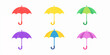 © RazuAhmed - Set of colorful umbrellas in a fun rainy weather design with seamless pattern and bright sky theme
