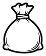 © Maestro - Simple black outline drawing of an empty tied sack or bag, perfect for illustrating concepts of finance, savings, storage, gifts, and general commerce