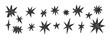 © Arina - Crayon hand drawn stars set with crayon. chalk or pastel texture. Doodle vector illustration.