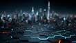 © K - AI未来都市六角形グリッド光背景ベクター