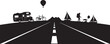 © BlackForm - Travel Adventure Road Trip Silhouette with Recreational Vehicles Ahead