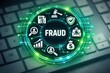 © Thitiporn - Fraud Alert: A digital representation of fraud, with an ominous glow over a keyboard, signifying the intricate web of deception.