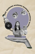 © deagreez - 3d sketch image vertical collage of minded it-specialist man girl peek phone screen danger warnings eyeball stare trojan virus