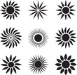 © Kohinoor - Set of abstract sun icons in various styles, representing sunbursts, rays, and celestial bodies on transparent background