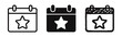 © ICONS FOR YOU - Calendar with star icon set. Concept of important event, favorite date, special day, or premium schedule reminder.