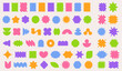 © Katerinjiyuu - Y2k stickers set. Color geometric figures. Abstract badge vector kit. Vibrant shape bundle Y2K star, triangle, square and abstract form. Retro graphic decoration template in the Bauhaus style.
