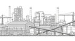 © Nayla - Industrial Complex Sketch - Detailed Outlines of a Large Factory.
