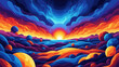 © bagmany - Abstract landscape with vibrant colors and surreal spherical elements.