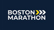 © Icons Queen - Boston Marathon inspired running event typography design with arrow elements, modern sports race concept illustration for athletic competition banner