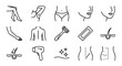© Mediasegment - Female Hair Removal Line Icons Set – Body Zones, Shaving, Waxing and Skincare Symbols
